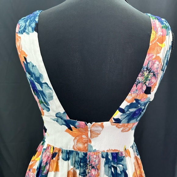 NBD Orange and Blue Floral Plunge Sundress Mini XS - Picture 5 of 5